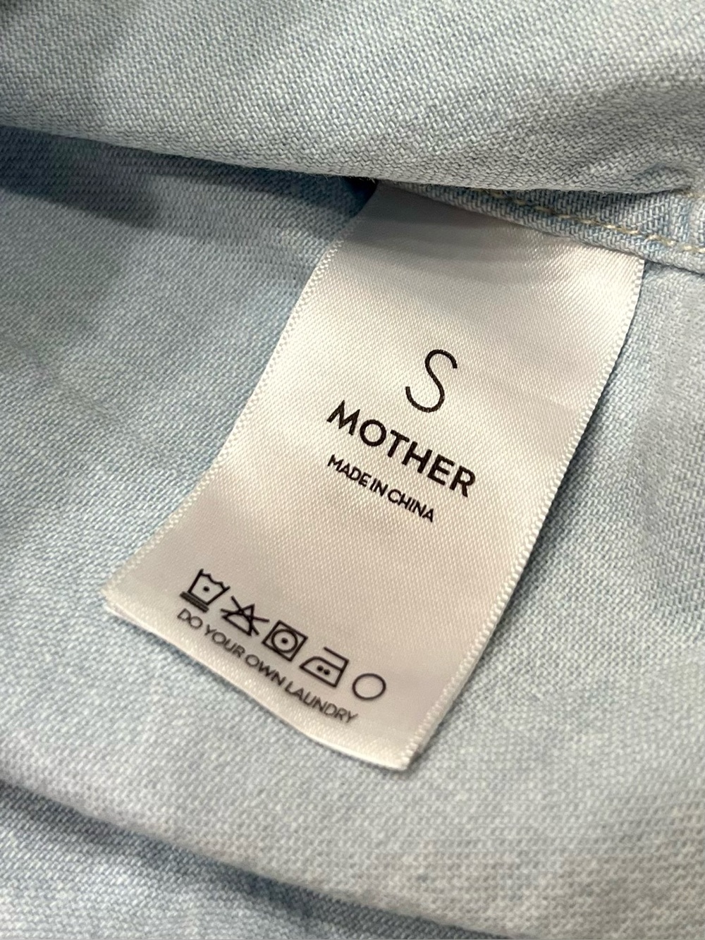 MOTHER The Super Ex's Crop Step Fray Button Down Shirt Small No End In Sight - Picture 13 of 14